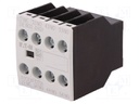 Auxiliary contacts; Leads: screw terminals; Mounting: front