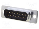 D-Sub; PIN: 15; socket; male; straight; THT; gold-plated