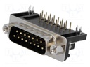 D-Sub; PIN: 15; socket; male; 9,4mm standard; Locking: screws; THT
