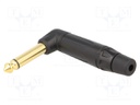 Plug; Jack 6,35mm; male; mono; angled 90°; for cable; soldering