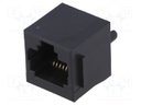 Socket; RJ45; PIN: 8; with panel stop blockade; gold-plated; THT