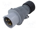 Connector: AC supply 3-phase; plug; male; straight; for cable