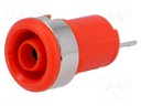 Socket; 4mm banana; 10A; 60VDC; Cutout: Ø12.2mm; red; insulated