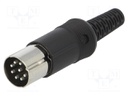 Plug; DIN; male; PIN: 8; Layout: 270°; straight; for cable; soldering