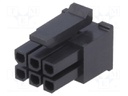 Plug; wire-board; female; Micro-Fit 3.0; 3mm; PIN: 6; w/o contacts