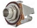 Socket; Jack 6,3mm; female; stereo; open,with on/off switch; 9mm