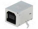 Socket; USB B; on PCBs; THT; PIN: 4; angled 90°; gold-plated; 760nm