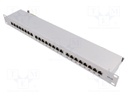 Patch panel; RJ45; Cat: 6a; RACK; Colour: grey; Number of ports: 24