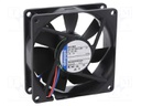 Fan: DC; axial; 80x80x25mm; 33m3/h; 12dBA; slide bearing; 1500rpm