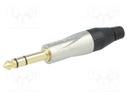 Plug; Jack 6,35mm; male; stereo; straight; for cable; soldering