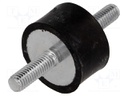Vibration damper; M6; Ø: 25mm; rubber; L: 15mm; Thread len: 18mm