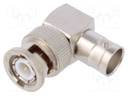 Coupler; BNC socket,BNC plug; angled 90°; 50Ω; teflon