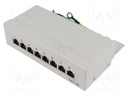 Patch panel; RJ45; Cat: 5e; Colour: grey; surface-mounted