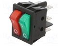 ROCKER; SPST x2; Pos: 4; ON-OFF + ON-OFF; 16A/250VAC; green-red