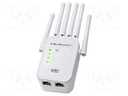 Repeater WiFi; IEC C8 male,RJ45 socket x2; white; 2.4÷2.4835GHz