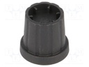 Knob; with flange; plastic; Shaft d: 4mm; Ø16.5x19.2mm; black