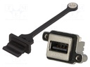Socket; USB A; MUSB; for panel mounting,screw; THT; angled 90°