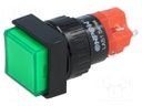Switch: push-button; Pos: 2; SPDT; 3A/250VAC; 2A/24VDC; green; none