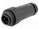 Plug; male; WA22; PIN: 4; 3+PE; IP67; 9÷10.5mm; 16A; screw terminal