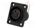 Socket; XLR; female; PIN: 3; angled 90°; sealed; THT; gold-plated; 5A