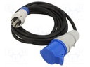 Extension lead; Sockets: 1; rubber; black; 3x2,5mm2; 5m; 16A