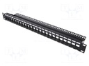Patch panel; Keystone; Colour: black; Number of ports: 24