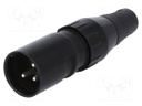 Plug; XLR; male; PIN: 3; straight; for cable; soldering; 50V; 15A