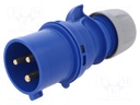 Connector: AC supply; plug; male; 32A; 230VAC; IEC 60309; IP44