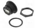 Socket; USB A; for panel mounting,screw; THT; straight; USB 2.0