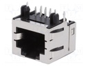 Socket; RJ45; PIN: 8; Cat: 3; shielded,low profile; gold-plated