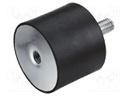 Vibration damper; M3; Ø: 8mm; rubber; L: 13mm; Thread len: 6mm; H: 3mm