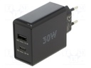 Power supply: switched-mode; plug; 5÷20VDC; 30W; Plug: EU; 82.3%