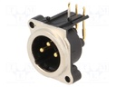 Socket; XLR; male; PIN: 3; angled 90°; THT; silver; 6A; 19.8x19.8mm
