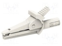 Crocodile clip; 10A; white; Overall len: 51mm; Grip capac: max.9mm