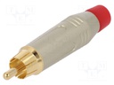 Plug; RCA; male; straight; soldering; grey; gold-plated; for cable
