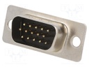D Sub Connector, HD15, High Density, Plug, FCI 10090769 Series, 15 Contacts, DE, Solder Cup