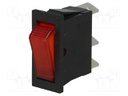 ROCKER; SPST; Pos: 2; OFF-ON; 16A/250VAC; red; neon lamp 250V