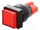 Switch: push-button; Pos: 2; SPDT; 3A/250VAC; 2A/24VDC; red; red