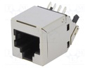 Socket; RJ45; PIN: 8; Cat: 6; shielded; Layout: 8p8c; THT; angled