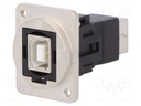 Coupler; USB B socket,both sides; FT; USB 2.0; metal; 19x24mm