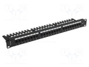 Patch panel; black; Number of ports: 24; Cat: 6; RJ45 socket x24