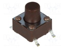 Microswitch TACT; SPST-NO; Pos: 2; 0.05A/12VDC; SMT; none; 1.6N