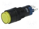 Switch: push-button; Pos: 2; SPDT; 0.5A/250VAC; 1A/24VDC; yellow