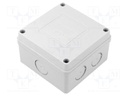 Enclosure: junction box; X: 89mm; Y: 52.5mm; Z: 89mm; wall mount