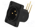 Socket; XLR; male; PIN: 3; angled 90°; sealed; THT; gold-plated; 5A