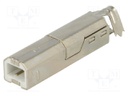 Plug; USB B; for cable; soldering; PIN: 4; straight; USB 2.0; 1A; 30V