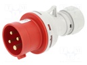 Connector: AC supply 3-phase; plug; male; 16A; 400VAC; IEC 60309