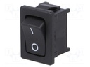 ROCKER; SPST; Pos: 2; OFF-ON; 10A/250VAC; black; IP40; none; 100mΩ