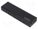 Hub USB; USB 3.0; PnP; black; Number of ports: 4; 5Gbps