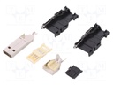 Plug; USB A; for cable; soldering; PIN: 4; straight